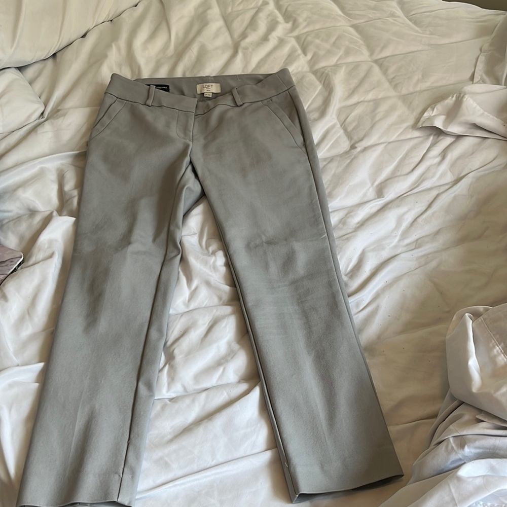 LOFT modern skinny ankle pant. 2P. Light gray
